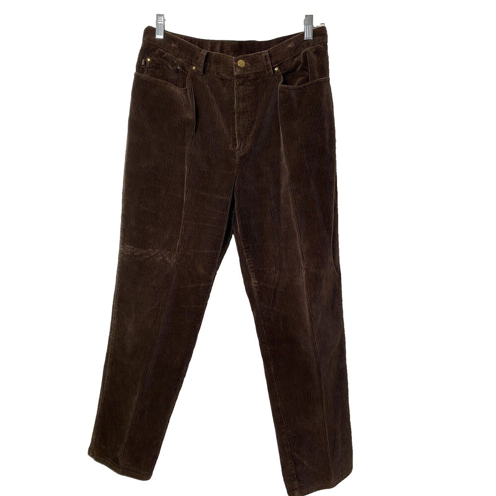 Lauren Ralph Lauren Corduroy Pants Size 14 Brown Straight leg Hig Rise Casual